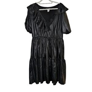 NWOT The Curve Los Angeles Faux Leather Tiered Ruffle Dress 3X